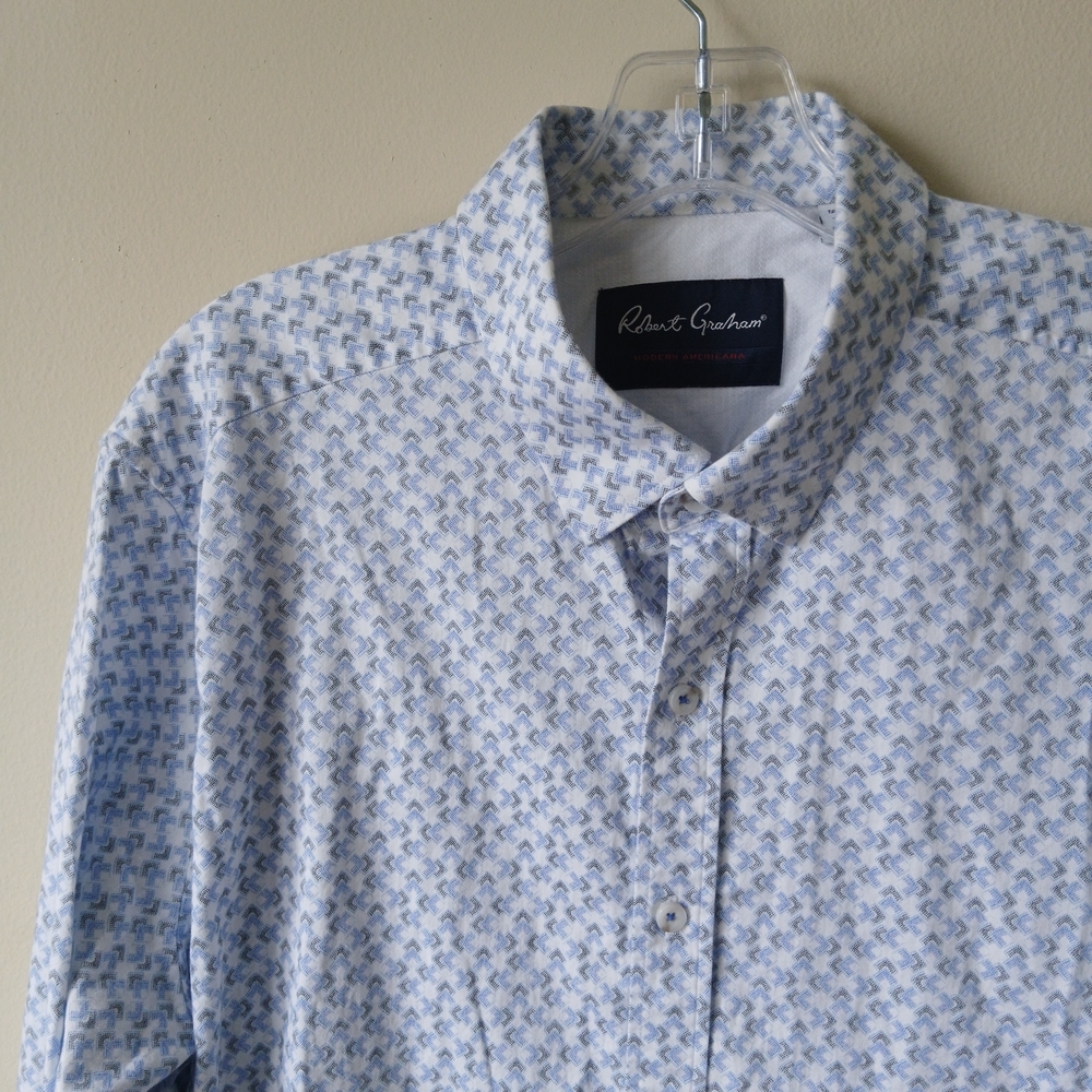 Robert Graham Modern Americana Light Blue Patterned Button-Down Shirt